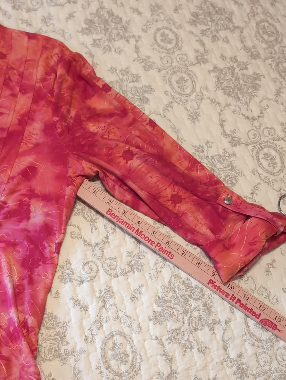 Bright Pink Patterned Button-Front Blouse - Picture 4 of 8